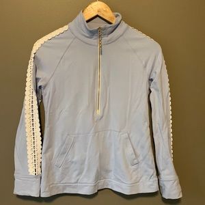 Lilly Pulitzer blue zipper pullover with front pocket. Size XS